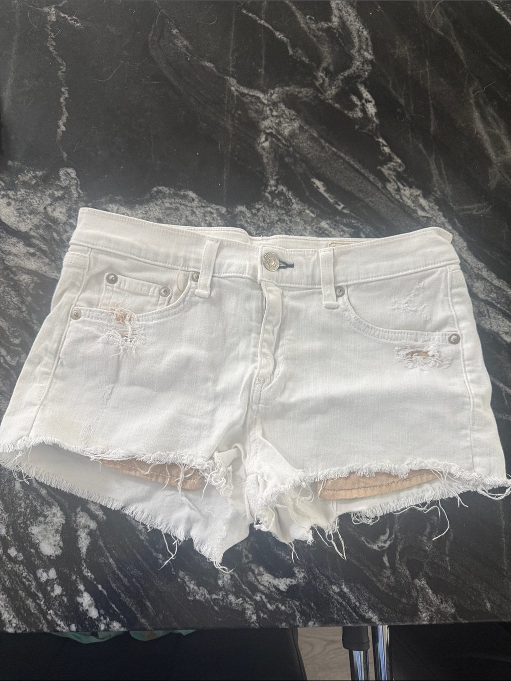 White Distressed Women’s Denim Shorts